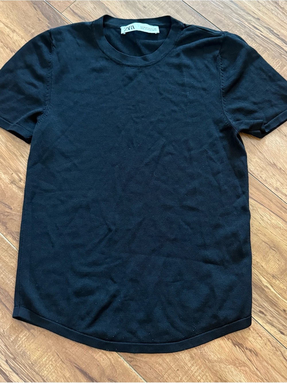 Zara Black Crew Neck Short Sleeve